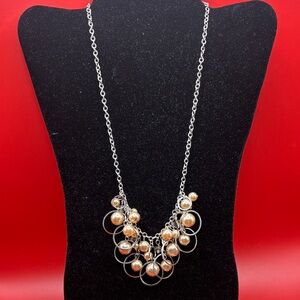 Glamorous Silver and Gold Pearl 22” Necklace